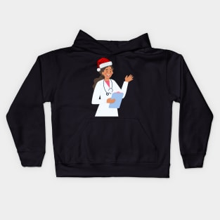 Female Doctor Christmas Physician GP Practitioner Festive Kids Hoodie